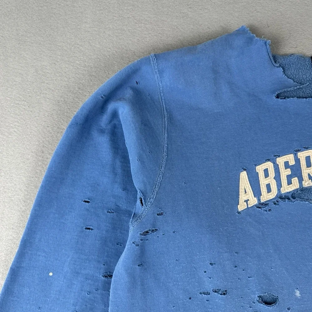 Vintage 90s Abercrombie Fitch Sweatshirt 2XL‎ Blue Distressed Thrashed Crew Neck